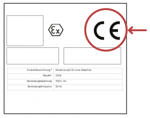 Weitere Symbole und Aufschriften auf einer Maschine oder ihrem Typenschild dürfen nur so gestaltet und angebracht sein, dass es zu keiner Verwechslung mit der CE-Kennzeichnung kommen kann.